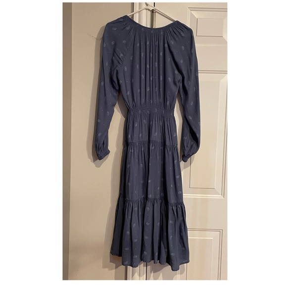 Urban Outfitters Tiered Blue Boho Peasant Long Sleeve Midi Dress Size XS - Picture 3 of 9